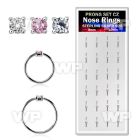 dnsm164 box w 24 silver nose rings w set 2mm mix color cz tops
