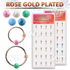 dnsm192 box w rose gold silver nose hoops w ball 3mm opal ball