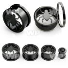 dr3m8 black ion plated surgical steel screw fit flesh tunnel ear lobe piercing