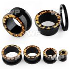 dr76 black acrylic screw fit flesh tunnel leopard fur picture ear lobe piercing
