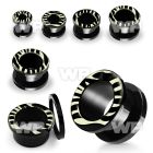 dr77 black acrylic screw fit flesh tunnel black white zebra ear lobe piercing