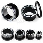 dr7w black acrylic screw fit flesh tunnel snow leopard fur pic ear lobe piercing