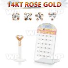 drbimc board w bio flex labret w push in 14k rose gold top w cz