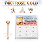 drnb21 box w 14kt rose gold nose bone w cz star triangle heart