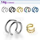 w6d surgical steel clip on fake helix clip indouble ring desi belly piercing