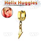 ehglit gold stainless steel helix huggie w dangling lightning 