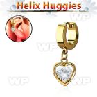 ehgz419 gold stainless steel helix huggie w dangling heart w cz