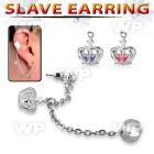 erdl21 stainless steel slave helix clip w dangling crown w cz