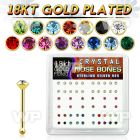 et4e0fj box w silver 925 nose bone 18k gold plated 2mm round nose piercing