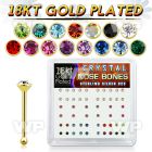 etu44fj box w silver 925 nose bone 1 5mm round crystals in mixed nose piercing