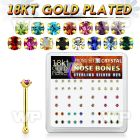 etu4mfj box w silver 925 nose bone 18k gold plated 1 5mm prong nose piercing