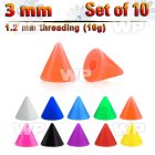 f376uz pack 3mm solid color acrylic cones 1 2mm threading belly piercing