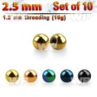 f4rks pack 2 5mm ion plated surgical steel ball sthreading 1 2m belly piercing