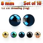 f4rti pack 8mm ion plated surgical steel ballsthreading 1 6mm belly piercing