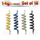 f8ur1e0i pack ion plated 316l steel industrial coil barbell post1 belly piercing