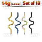 f8ur7e0i pack ion plated 316l steel industrial zig zag barbell pos belly piercing