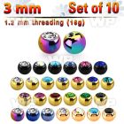 fc4rz3 pack 3mm ion plated surgical steel ballspress fit crystal belly piercing