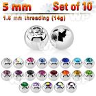 fc4s pack 5mm surgical steel ballspress fit crystal 1 6mm belly piercing