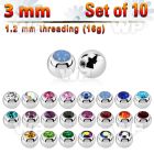 fc4z pack 3mm surgical steel ballspress fit crystal 1 2mm belly piercing