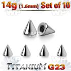 fh65uzi pack 3mm g23 titanium cones threading 1 6mm belly piercing