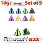 fh6urks pack of 5 pcs ion plated g23 titanium cones 2 5mm 1 2mm 