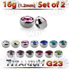 fhxc4z titanium half jeweled balls bezel setting 2pcs