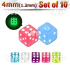 fib1803 pack 4mm glow in the dark acrylic dices 1 2mm threading 