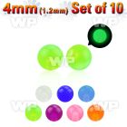 fib403 pack 4mm acrylic glow in the dark balls 1 2mm threading belly piercing