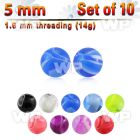 fj447bs pack 5mm acrylic marble ball s1 6mm threading belly piercing