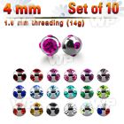 fjc40 pack 4mm 316l steel multi jewel ball s 1 6mm 1 big top belly piercing