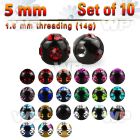 fjc4rs pack 5mm ion plated 316l steel multi jewel ball s 1 6mm belly piercing