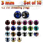 fjc4rz pack 3mm ion plated 316l steel multi jewel ball s 1 2mm belly piercing