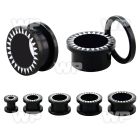 fpab black acrylic flesh tunnel plug w saw tooth pattern