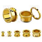 fsjg gold anodized steel screw fit flesh tunnel w crystal