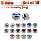 fxc4z pack 3mm surgical steel half jewel ballspress fit crystal 