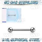 g44um3 eo gas sterilized implant grade steel barbell