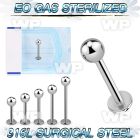 gb4403 eo gas sterilized implant grade steel labret 4mm ball