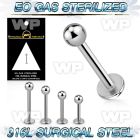 gb44z 316l steel labret stud 1 2mm 3mm ball lower lip piercing