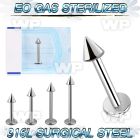 gb46uz 316l steel labret stud 1 2mm 3mm cone lower lip piercing