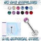 gb46z 316l steel labret stud 1 2mm 3mm press fit jewel ball lower lip piercing