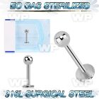 gb4et4z 18g presterilized steel labret stud 3mm ball