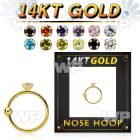 ghz15 14kt gold nose hoop w a 1.5mm prong set round cz