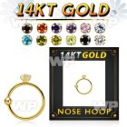 ghz2 14kt gold nose hoop w a 2mm prong set round cz