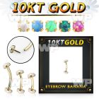 gibno gold eyebrow banana w thread less top w synthetic opal