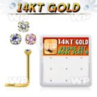 gsc1x box w 14kt gold nose screws, 20g w 1.5mm prong set cz