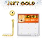 gsc3x box w 14kt gold nose screws, 20g w 1.5mm ball shaped top