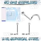 gu34 presterilized steel nose screw 20g 2mm ball top