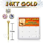 gys1x box 14kt gold bend it nose studs, 20g w 1.5mm czs 