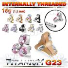 h3xgl8u titanium g23 top part post three round color cz