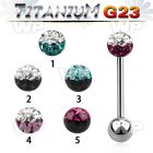 h44dasw g23 titanium tongue bar 1 6mm 5mm ball ferido glue cryst tongue piercing